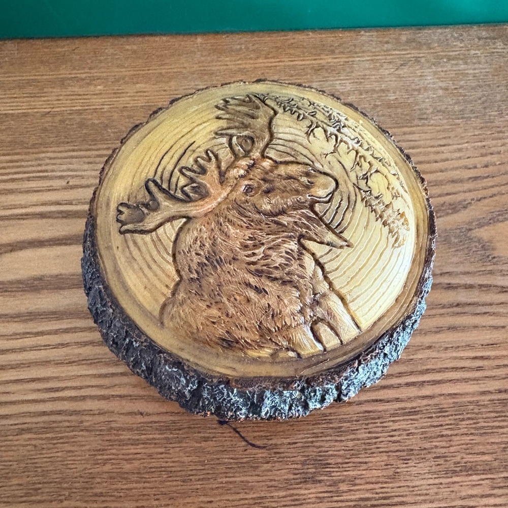 Resin Moose Bowl and Lid Jewelry Holder.